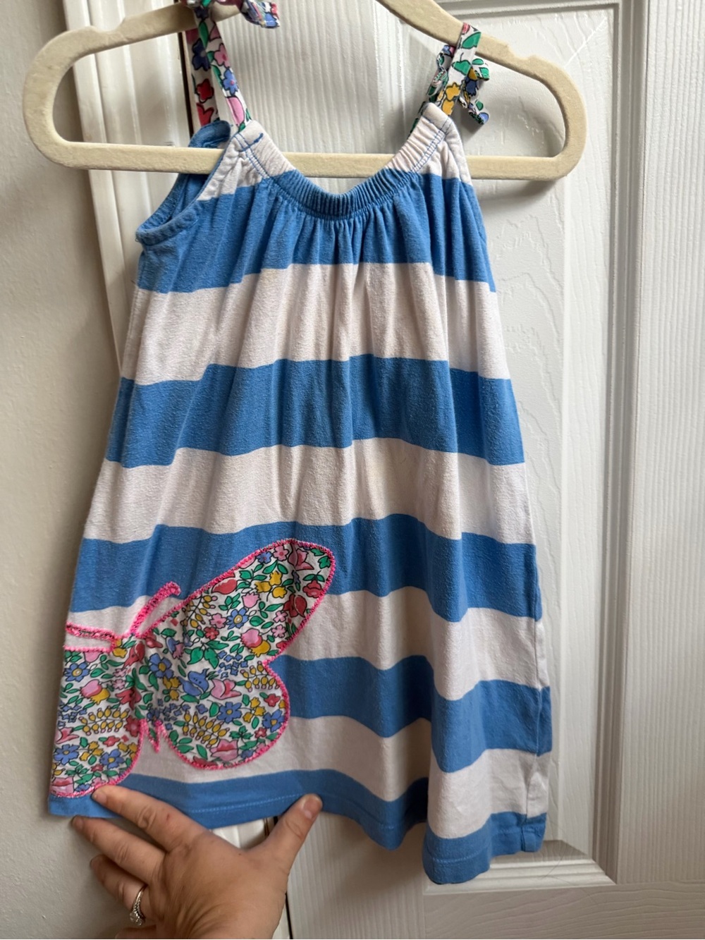 Mini Boden Blue and White Striped Butterfly Sundress